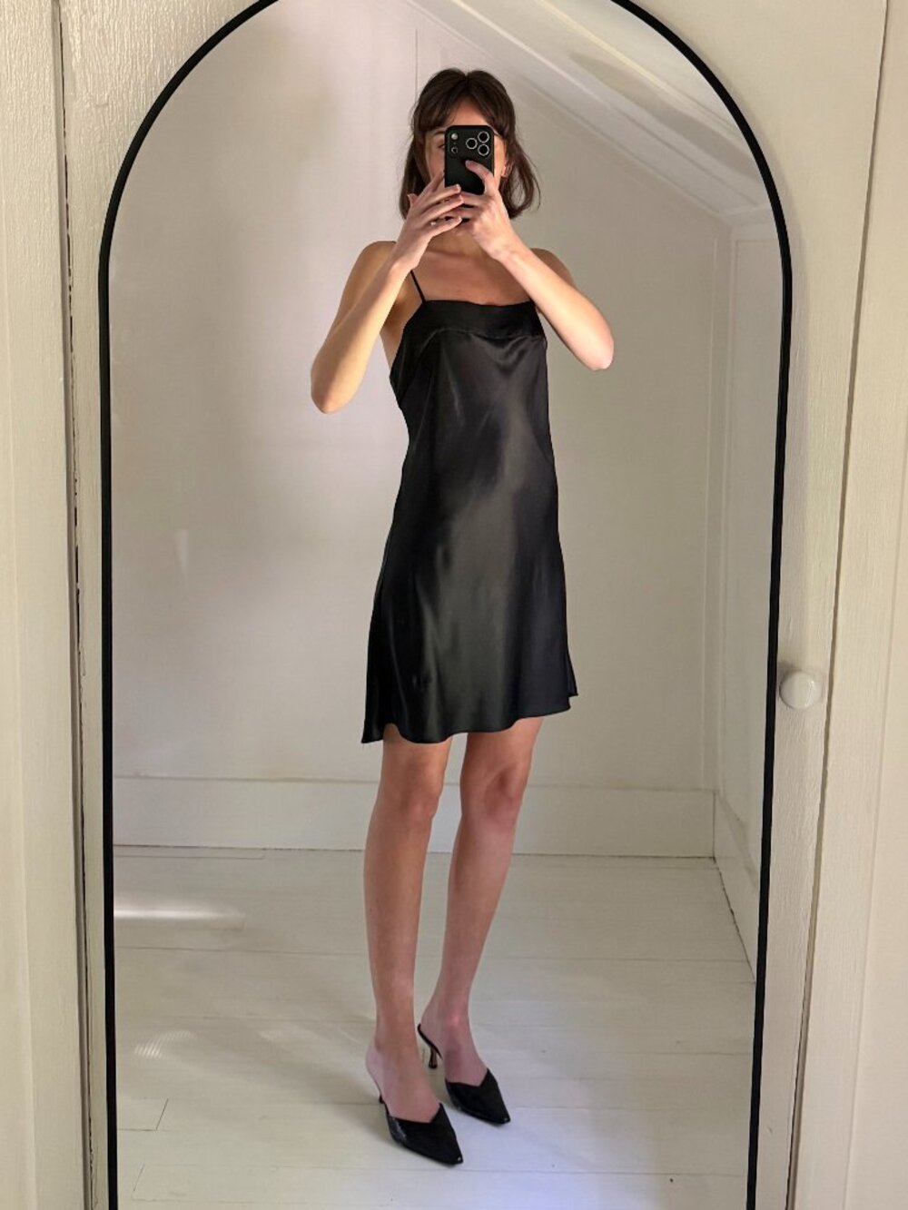 Calvin Klein Vintage 90s Satin Mini Slip Dress Black Size M